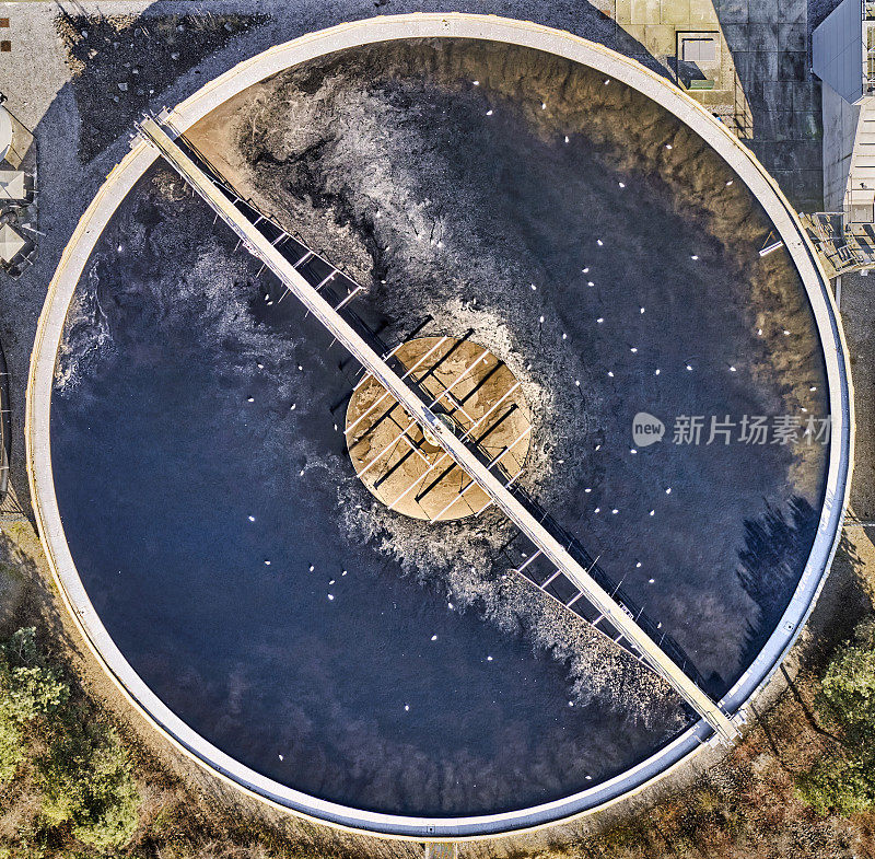 水处理厂沉淀池式污泥回用鸟瞰图