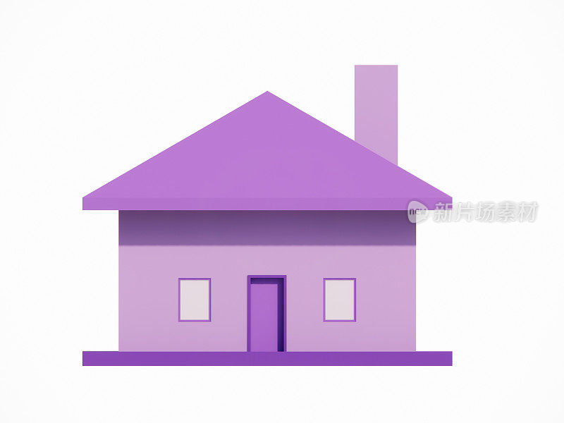 极简主义紫色盒子屋的3D模型渲染图