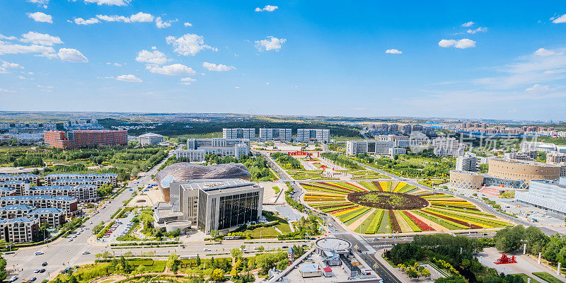 中国内蒙古鄂尔多斯康巴什新区城市航拍风景