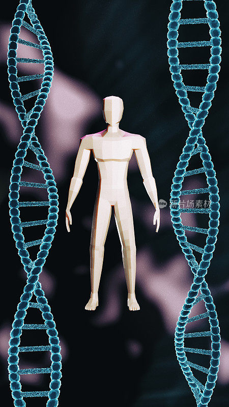 想象一个带有DNA双螺旋结构的人