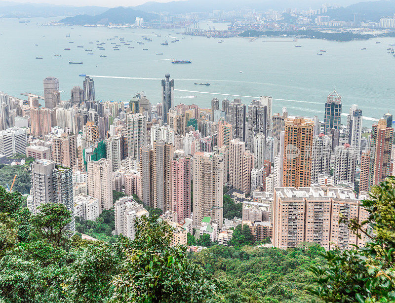 鸟瞰图的香港城市景观