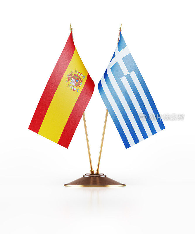 西班牙和希腊的微型国旗