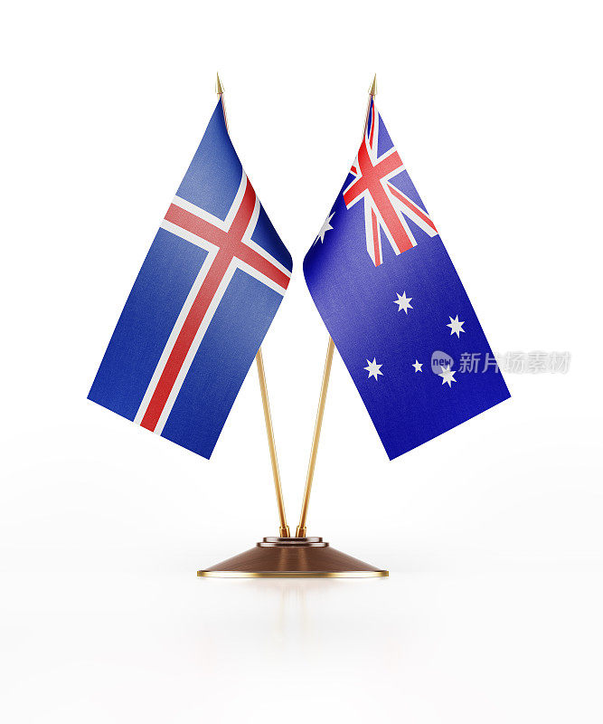 冰岛和澳大利亚的微型国旗