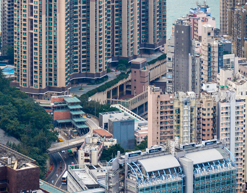 鸟瞰图的香港城市景观