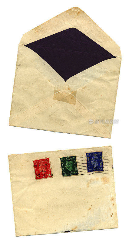 乔治国王加冕典礼时发行的邮票在信封上。