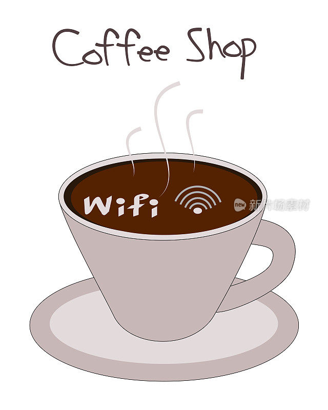 咖啡杯里的Wifi符号