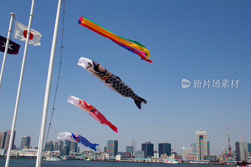 Koinobori,鲤鱼等浮电缆