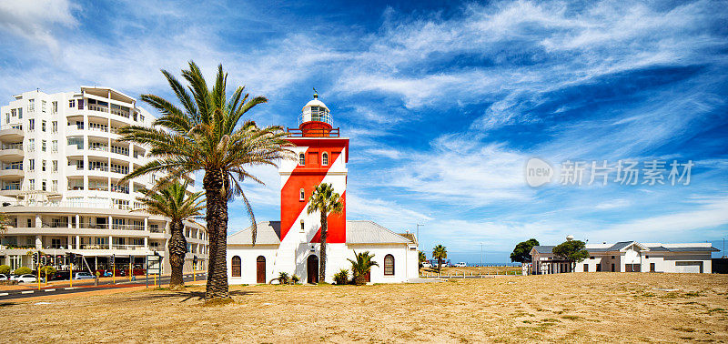 南非全景或绿点灯塔和海滩