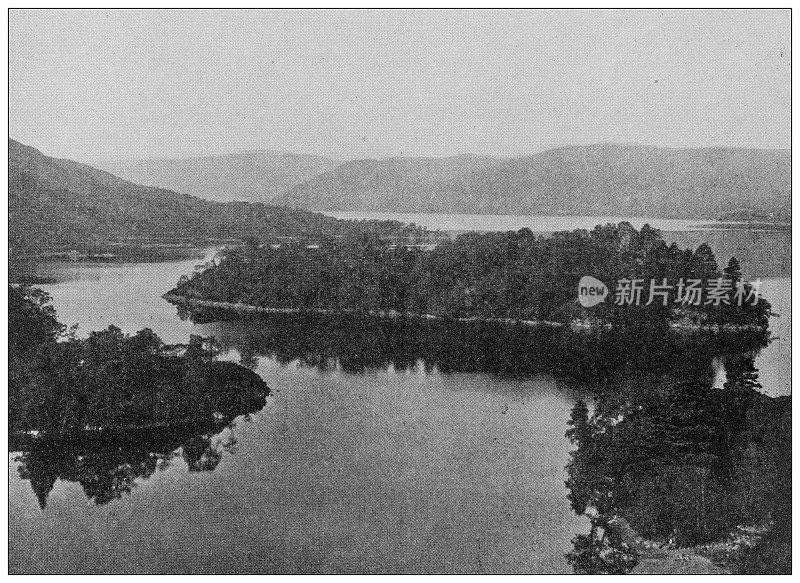 世界地标的古董照片(大约1894年):卡特琳湖(艾伦岛)，苏格兰