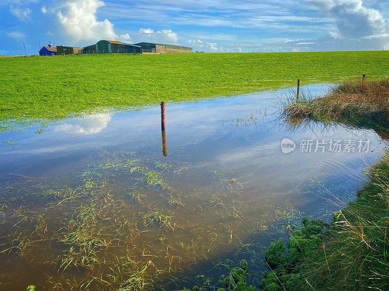 由于秋季的强降雨农田被淹