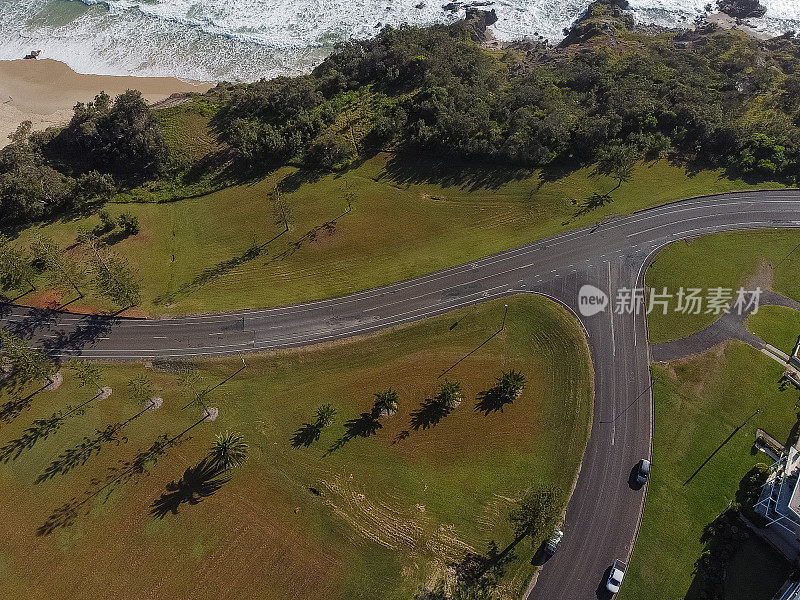 麦夸里港的海岸公路航拍