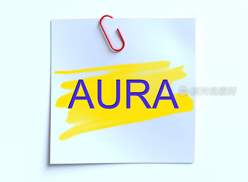 AURA字在纸上