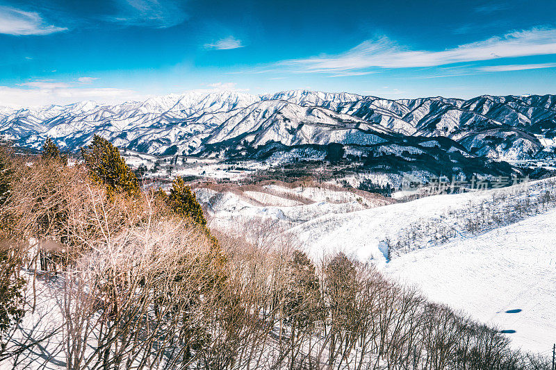 日本白波，白雪皑皑的日本山