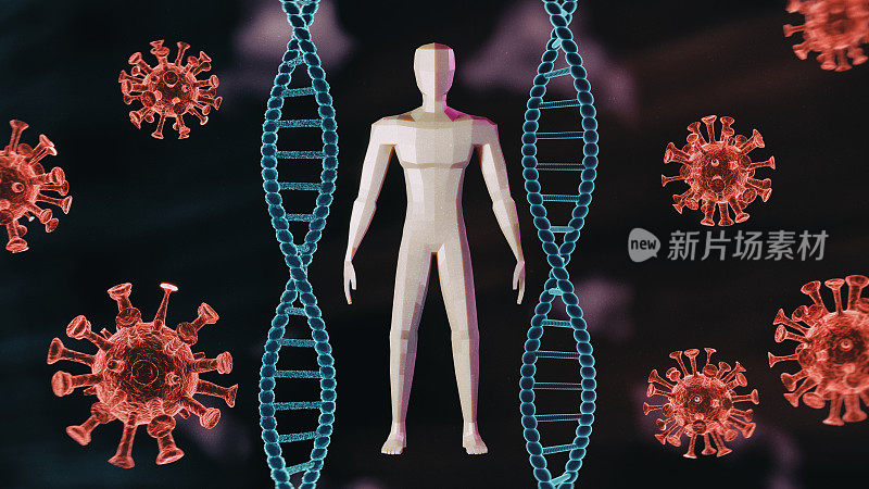 展示DNA如何保护人类免受病毒侵害的分子图解