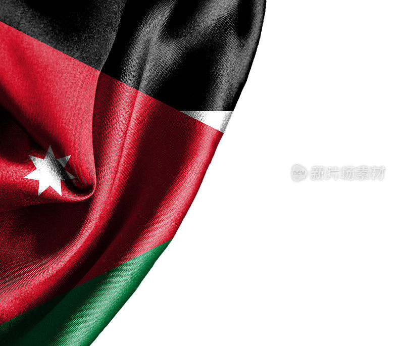 约旦挥舞着光滑的旗帜，孤立在白色的背景上