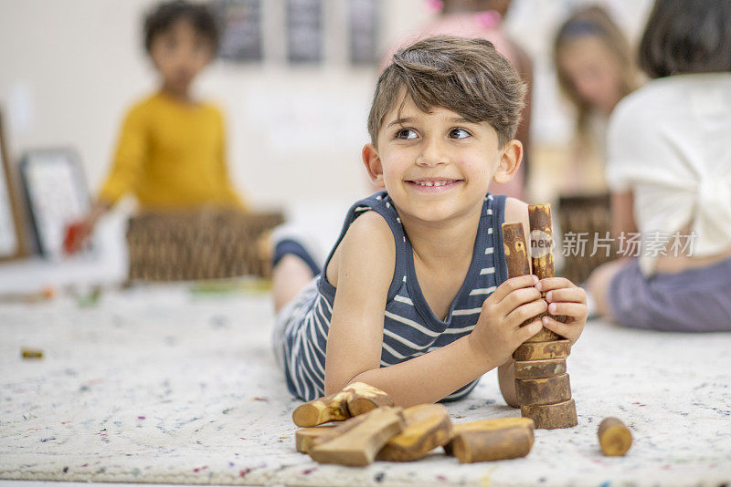 可爱的学前男孩库存照片