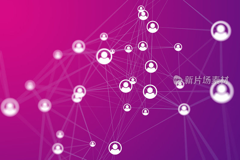 紫色背景上的社交网络连接