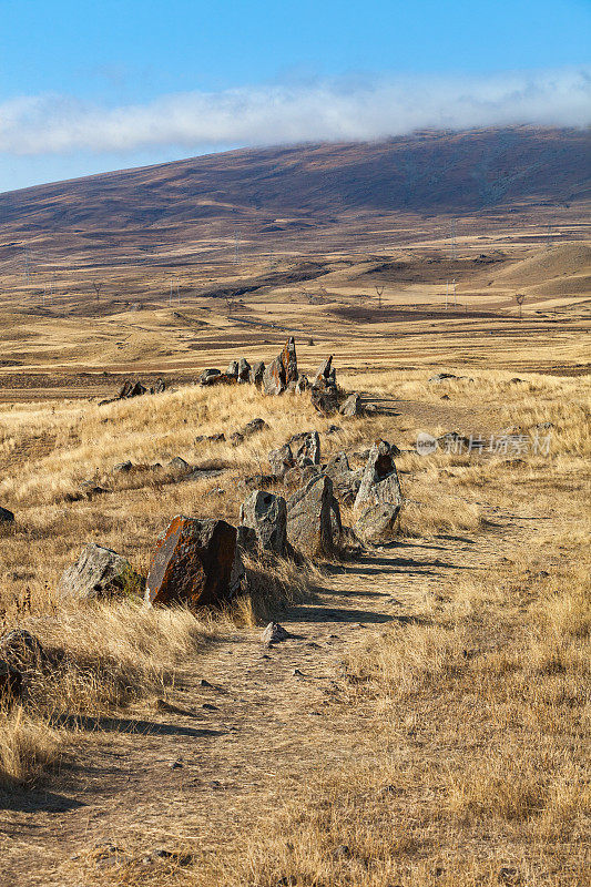 Zorats-Karer或Karahunj的立石。亚美尼亚古代巨石群。