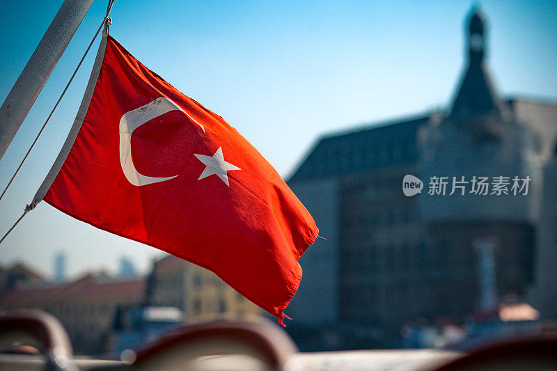 土耳其国旗在伊斯坦布尔