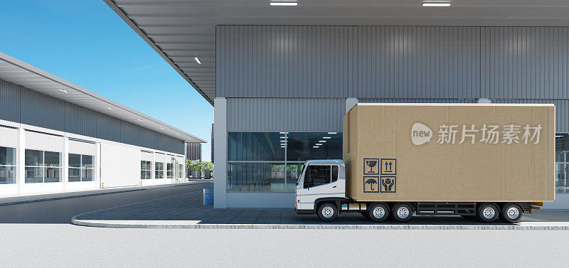 大纸箱包装货车停在厂门口