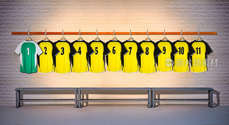 一排足球衫黄绿色1-11
