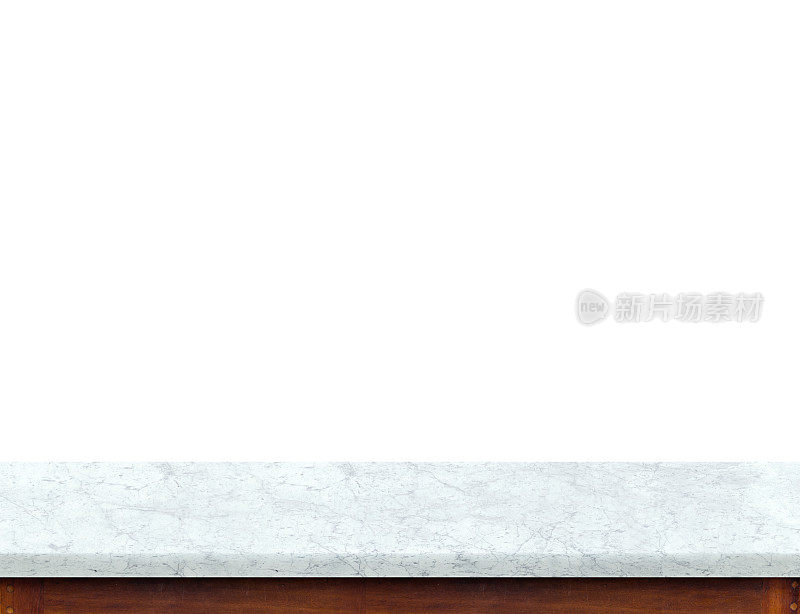 空白色大理石桌面孤立在白色背景