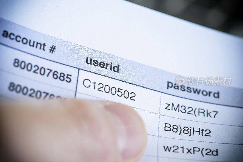 计算机安全:文档列出用户id和密码