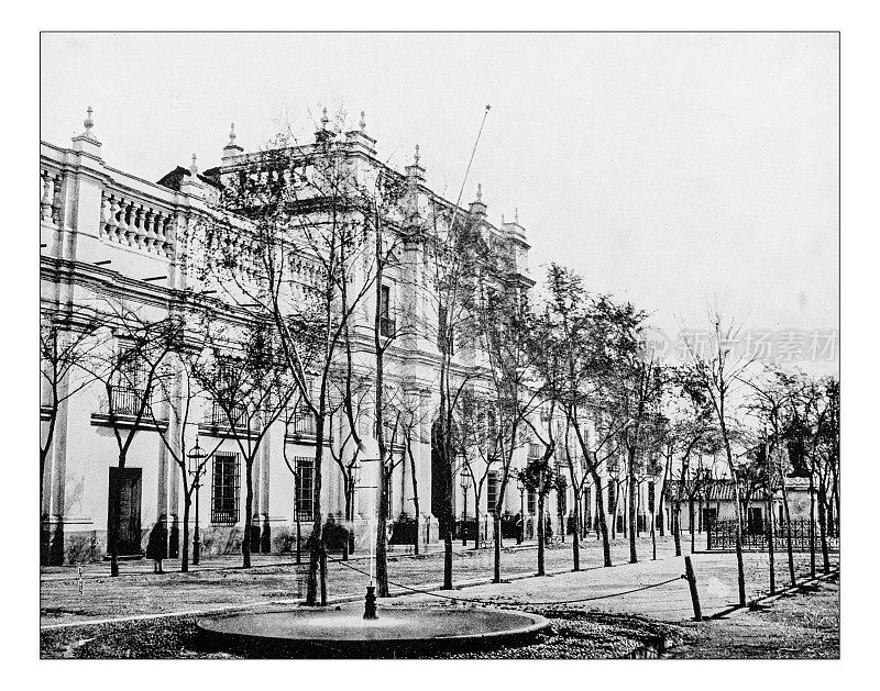 国家国库大楼(圣地亚哥，智利)的古董照片-19世纪