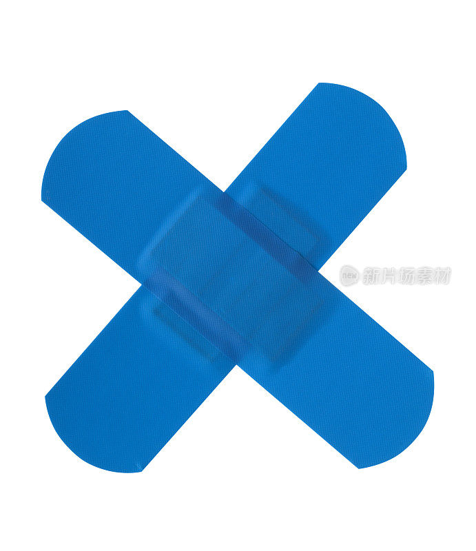 两个蓝色创可贴形成一个十字剪切路径