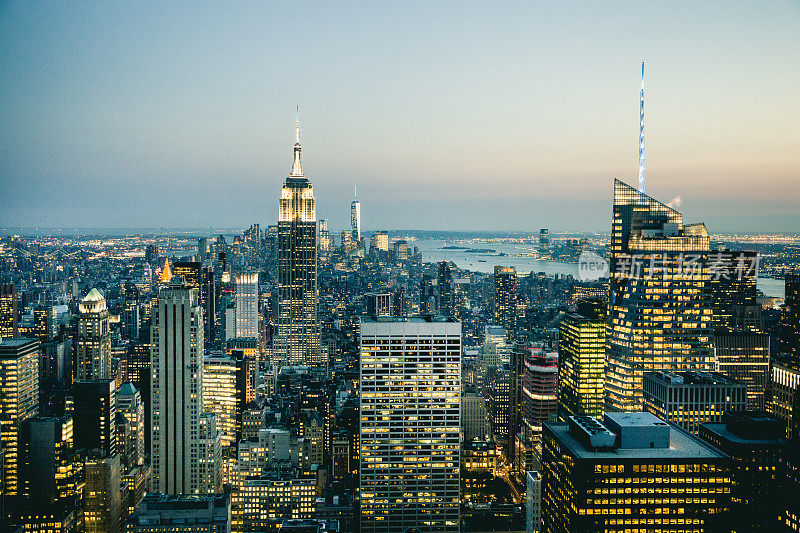 纽约市中心天际线-鸟瞰图