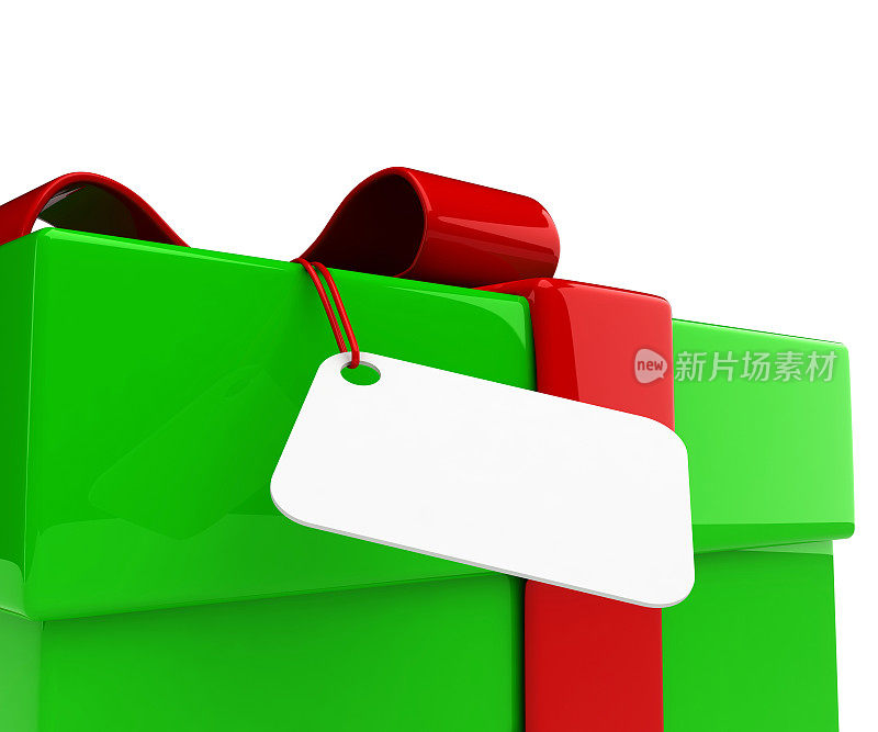 圣诞礼物(方形)与弓和;标签――孤立