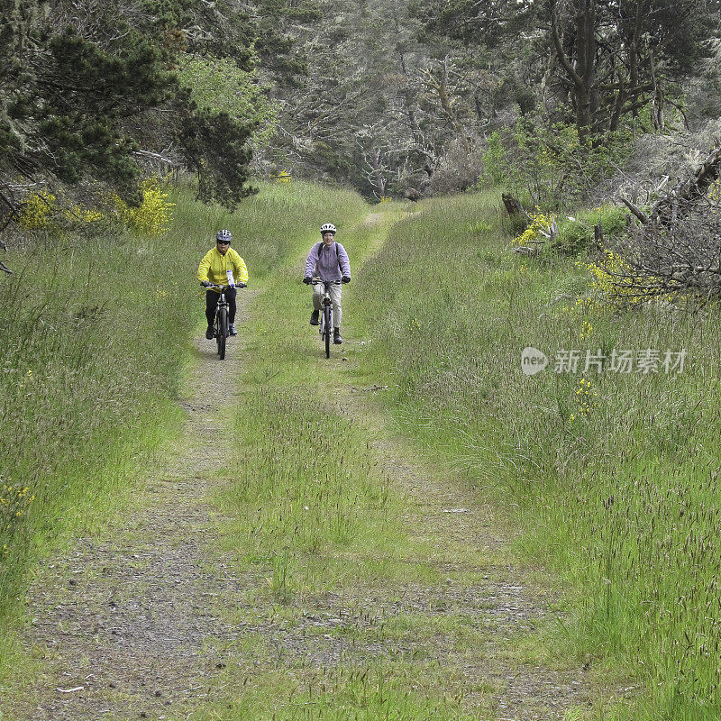 女人骑山地自行车