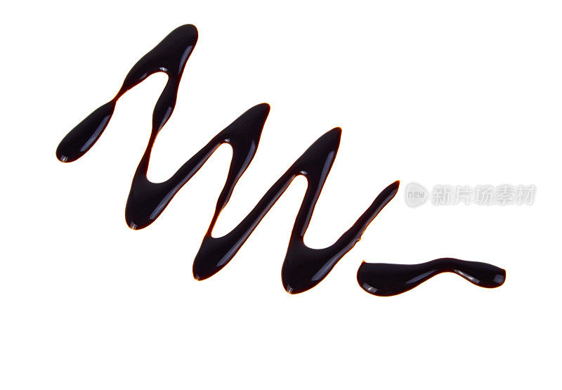 液体巧克力孤立在白色背景，轮廓绘制巧克力之锯齿