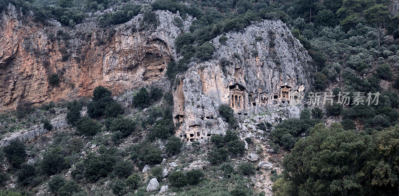 利西亚石刻墓在Dalyan，土耳其