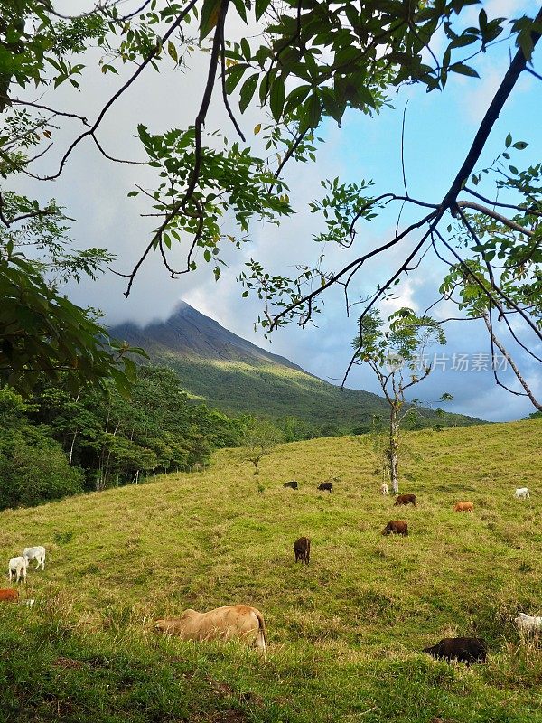 阿雷纳尔火山，蓝天