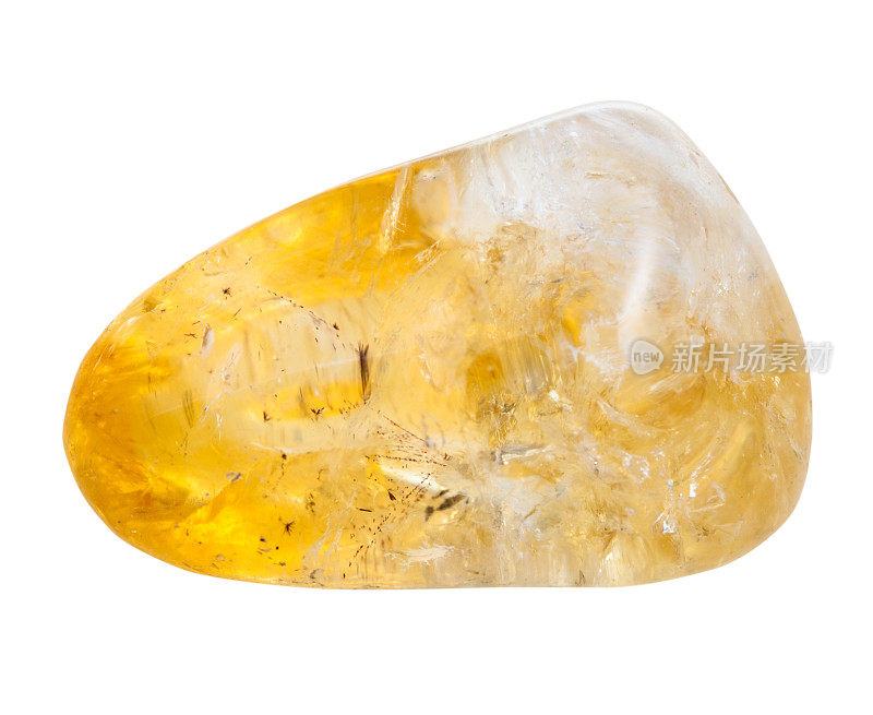 黄水晶矿物宝石石孤立的卵石