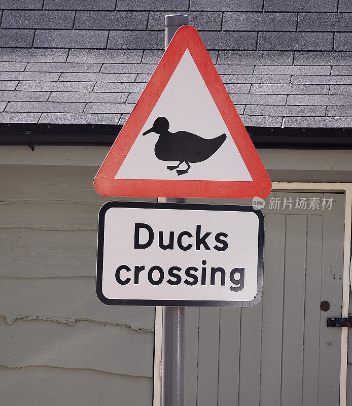 鸭子过马路的警告标志