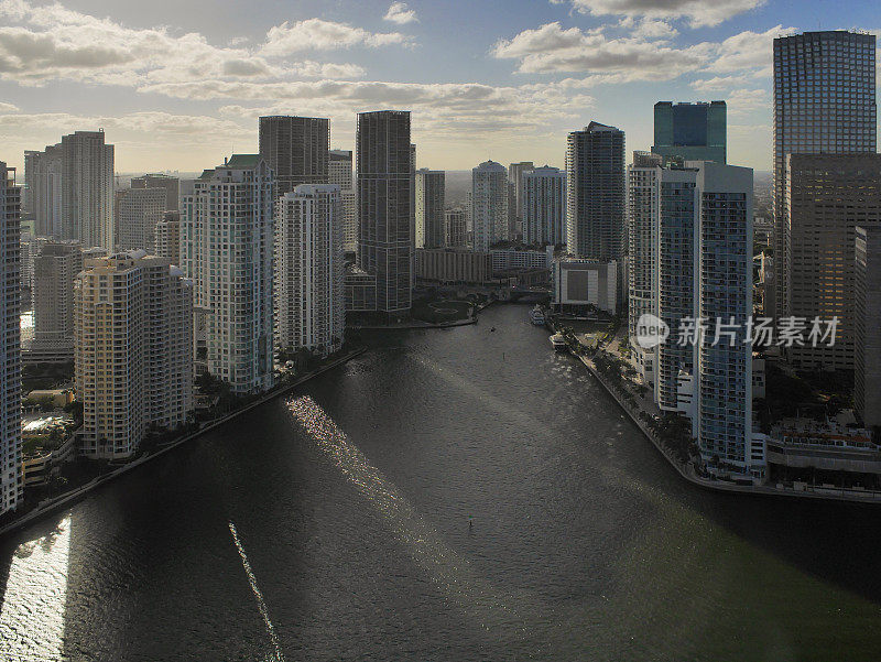 从空中俯瞰迈阿密市中心的壮观全景