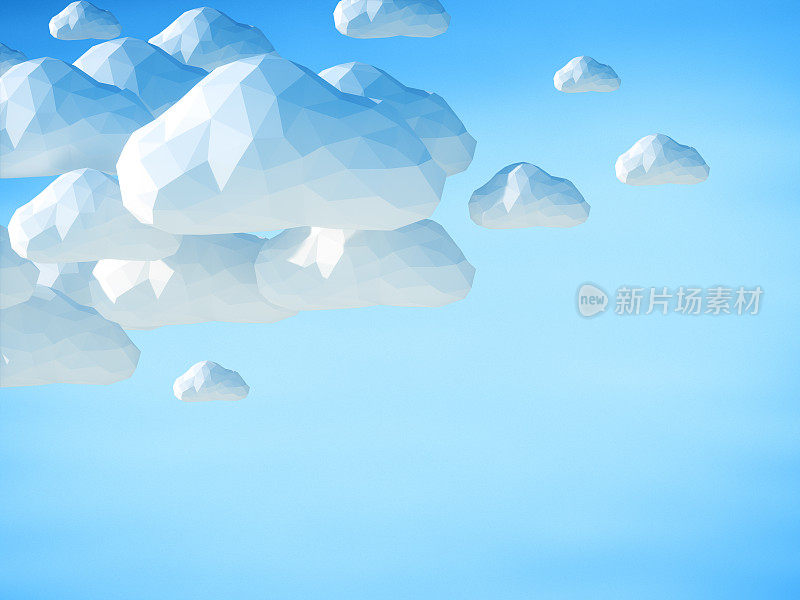 抽象的3D云在蓝天背景