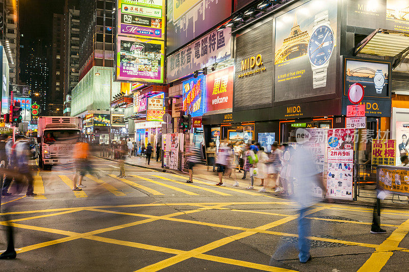 晚上的香港商业区