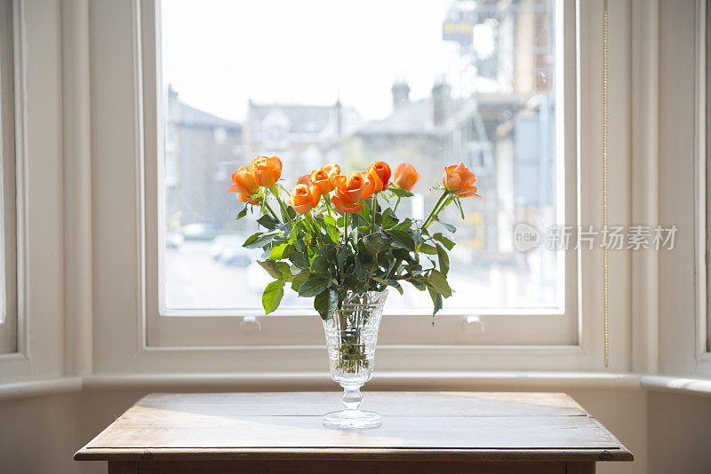橙色玫瑰花瓶