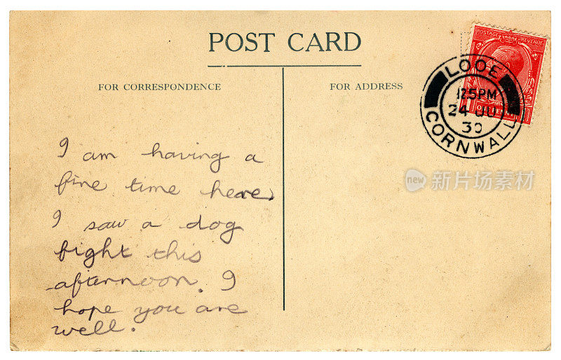 1930年的英国明信片，有关于斗狗的信息