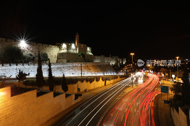 耶路撒冷古城墙夜景