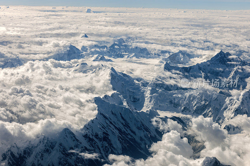 鸟瞰图巴基斯坦喀喇昆仑山脉，亚洲
