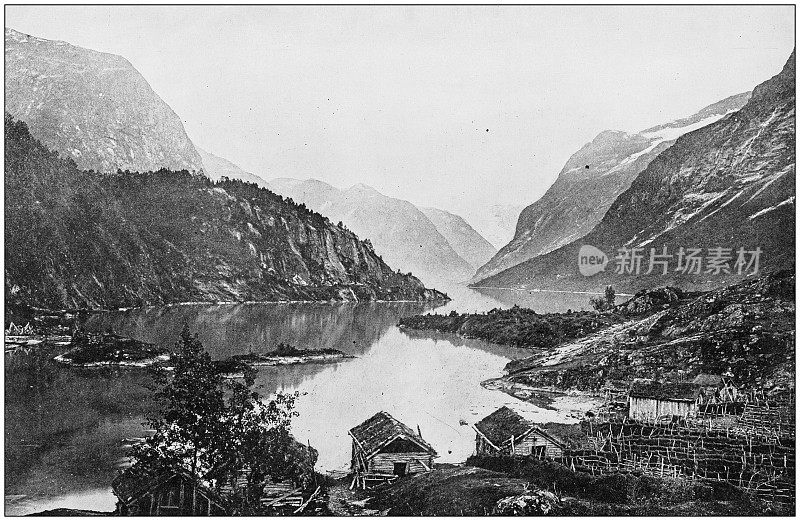 世界著名景点的古老照片:洛伦湖，挪威