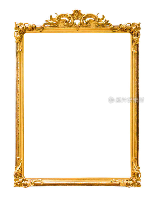 金色装饰相框孤立在白色
