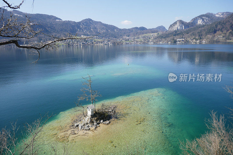 奥地利萨尔兹卡默古特的沃尔夫冈湖