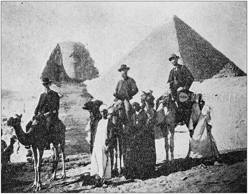 环游世界的古董黑白照片:金字塔和狮身人面像