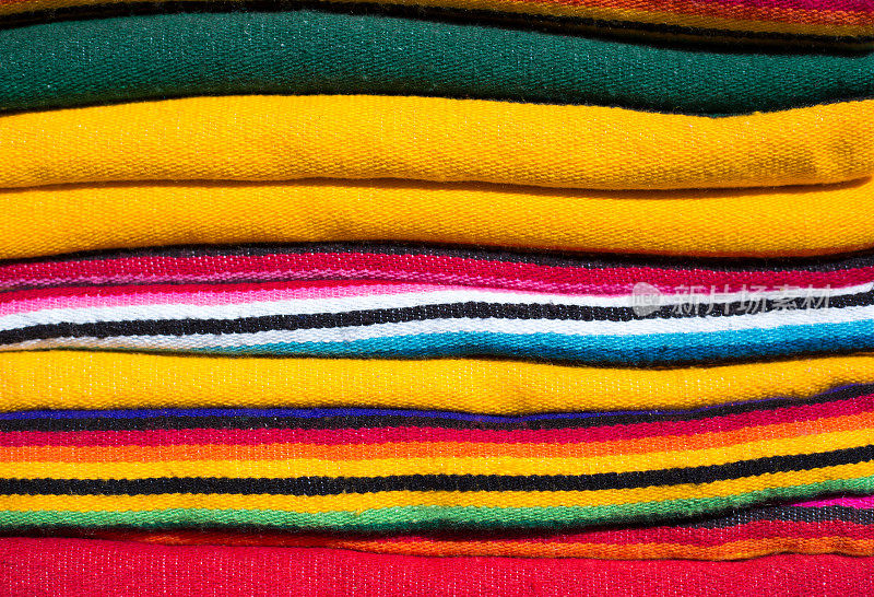彩色棉花墨西哥毛毯(特写)
