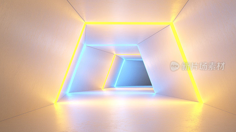 霓虹灯的未来隧道